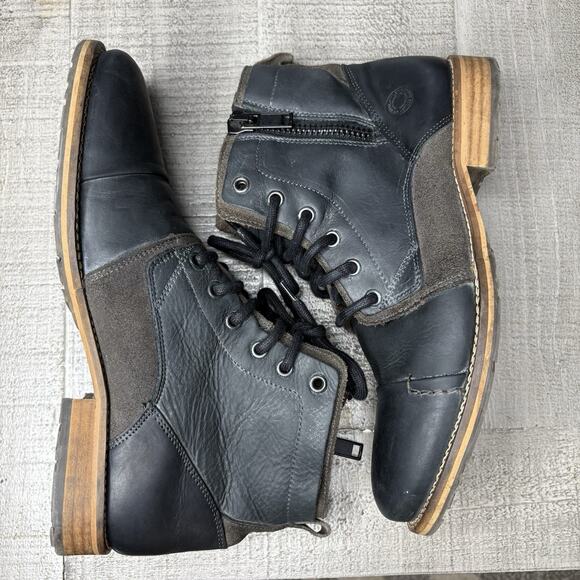 STEVE MADDEN Men’s Leather Cap Toe Lace-Up Boots Roy Black Gray Size 8 main image 9
